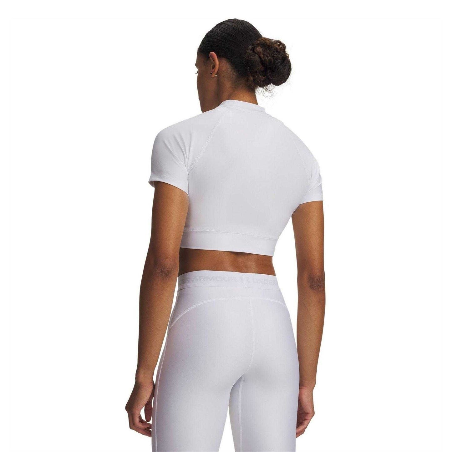 White - Back - Under Armour Womens-Ladies HeatGear Crop Top
