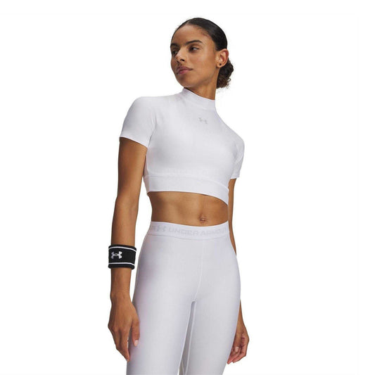 White - Front - Under Armour Womens-Ladies HeatGear Crop Top