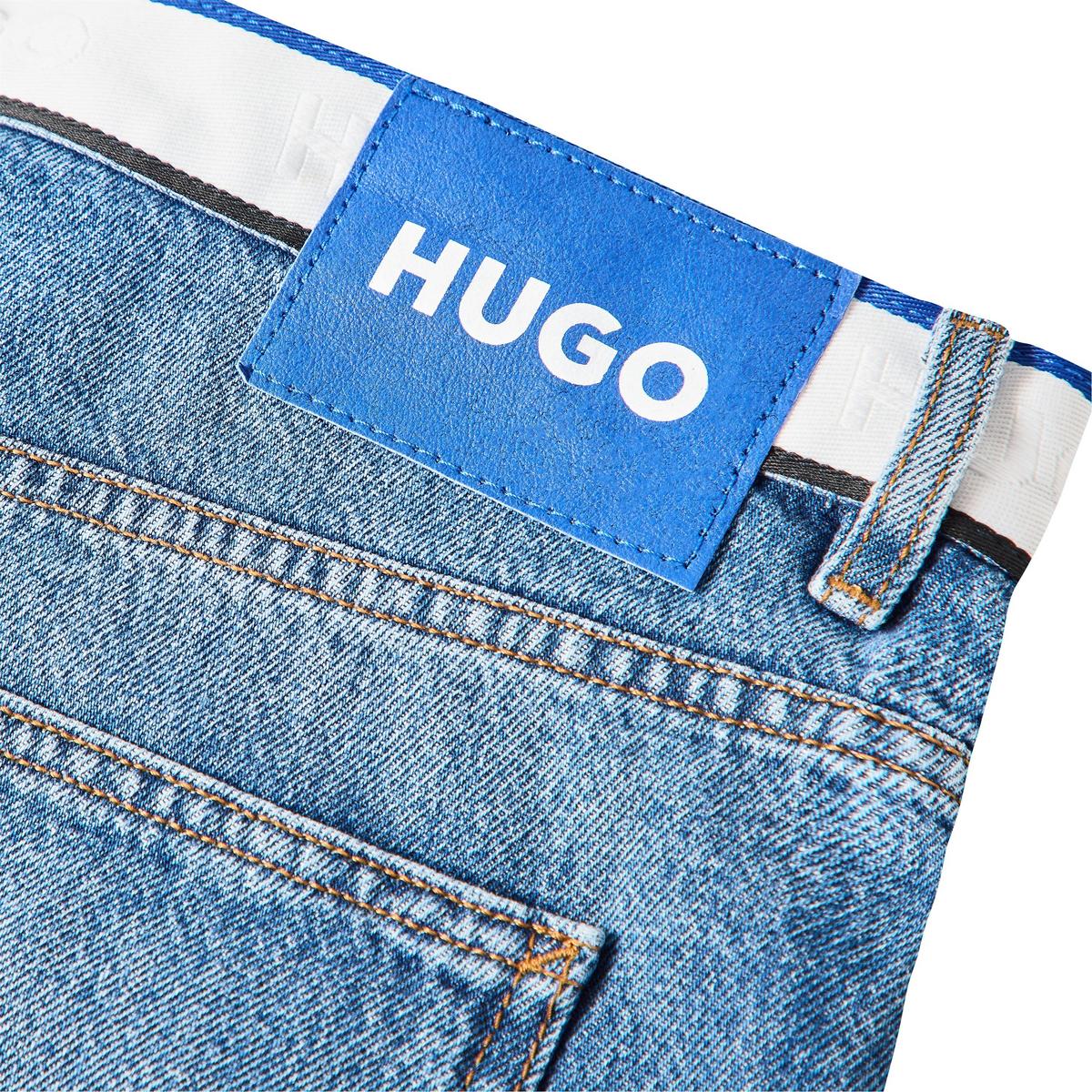 Medium Blue - Side - Hugo Mens Nate Denim Wide Leg Jeans
