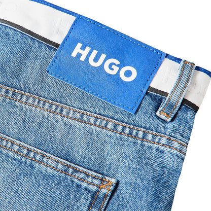 Medium Blue - Side - Hugo Mens Nate Denim Wide Leg Jeans