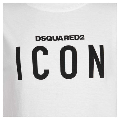 White - Side - DSquared2 Childrens-Kids Icon Cotton T-Shirt