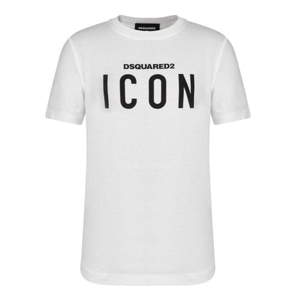 White - Front - DSquared2 Childrens-Kids Icon Cotton T-Shirt