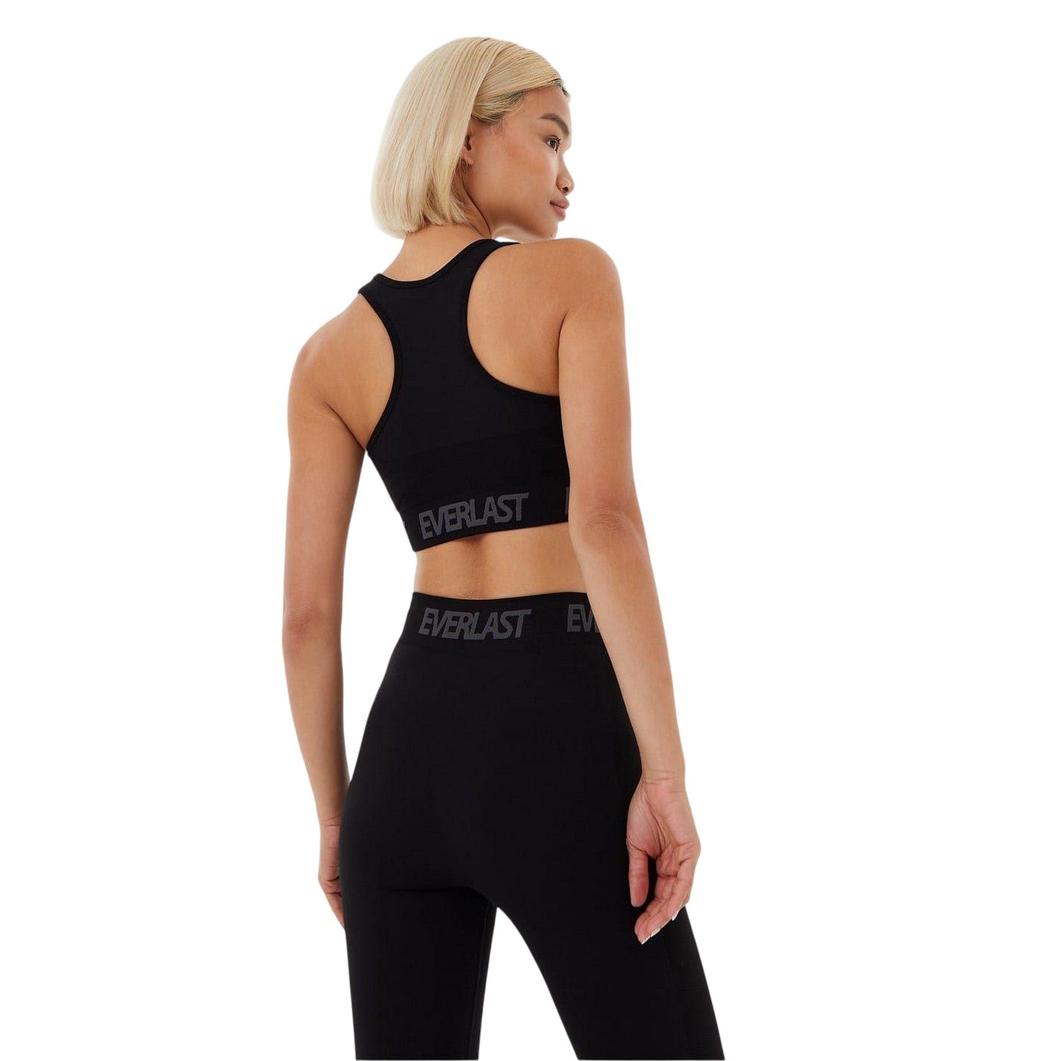 Black - Back - Everlast Womens-Ladies Logo Seamless Sports Bra