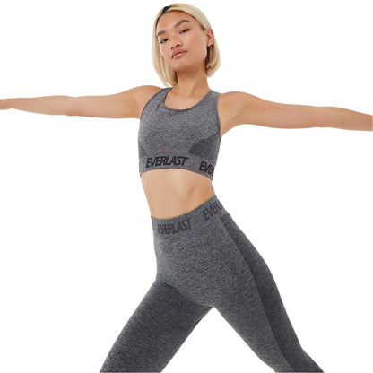 Charcoal Marl - Front - Everlast Womens-Ladies Logo Seamless Sports Bra