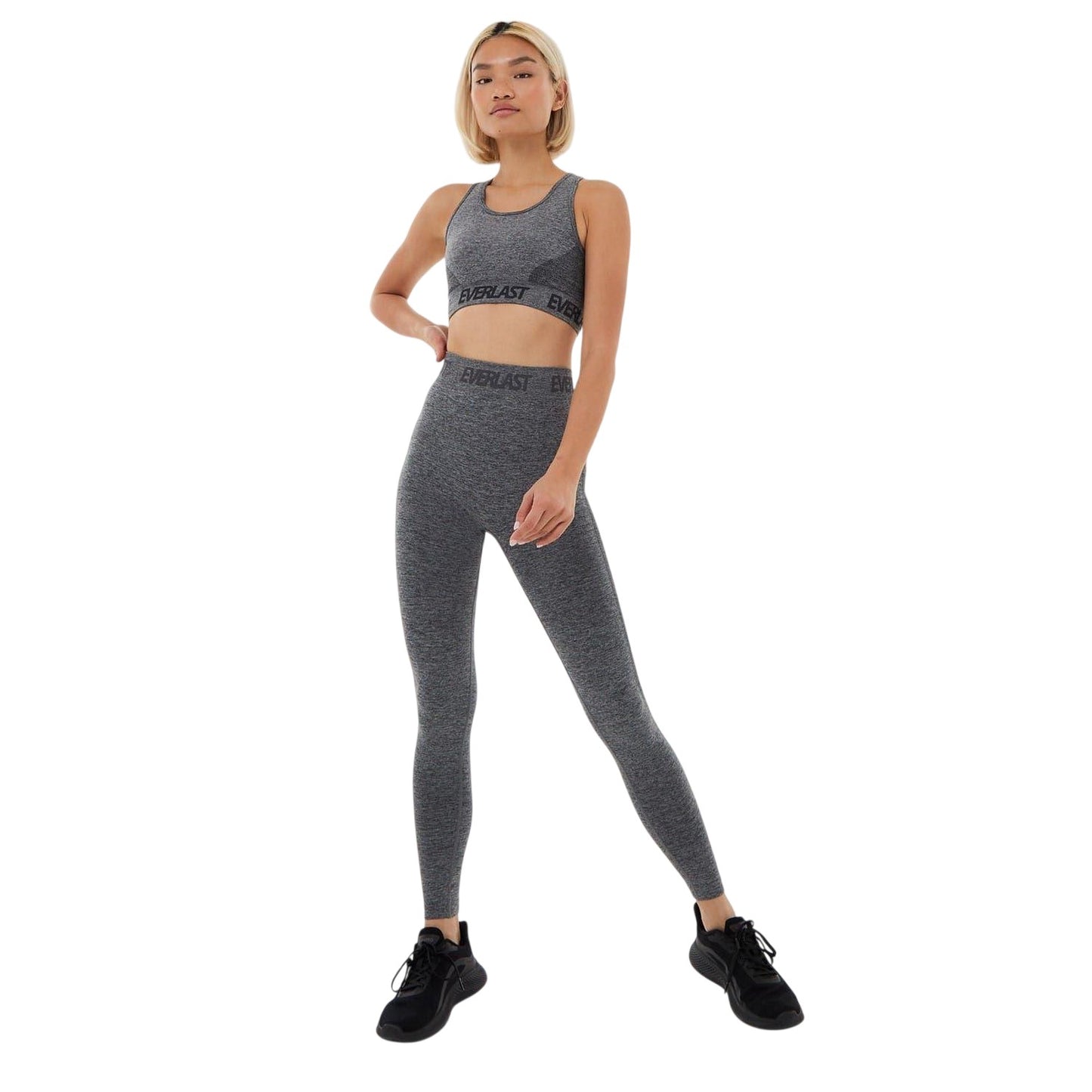 Charcoal Marl - Lifestyle - Everlast Womens-Ladies Logo Seamless Sports Bra