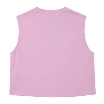 Pink - Back - Lacoste Womens-Ladies Sport Relaxed Fit Sleeveless Crop Top