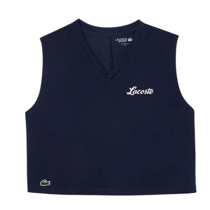 Blue - Front - Lacoste Womens-Ladies Sport Relaxed Fit Sleeveless Crop Top