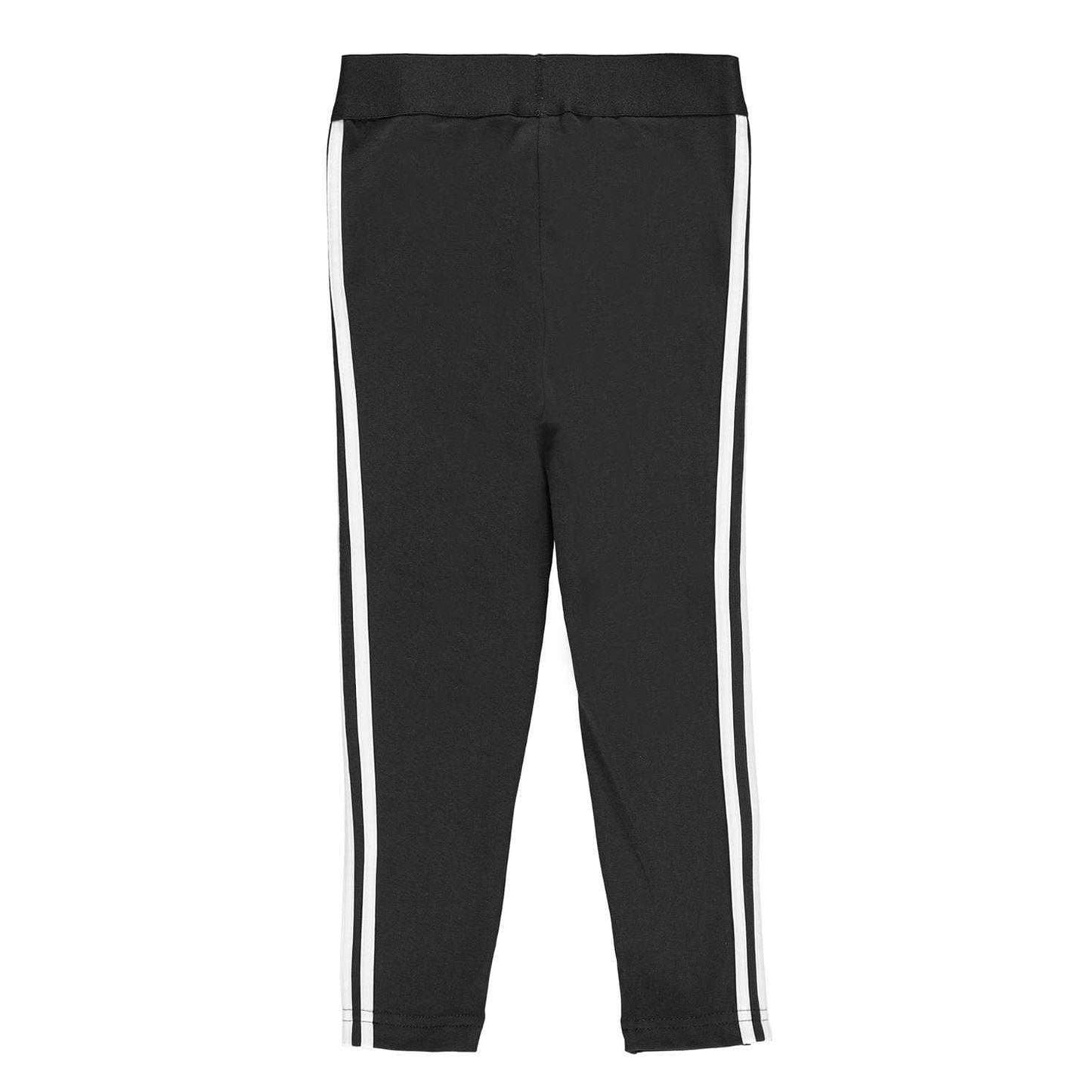 Black-White - Back - Adidas Girls 3 Stripes Leggings