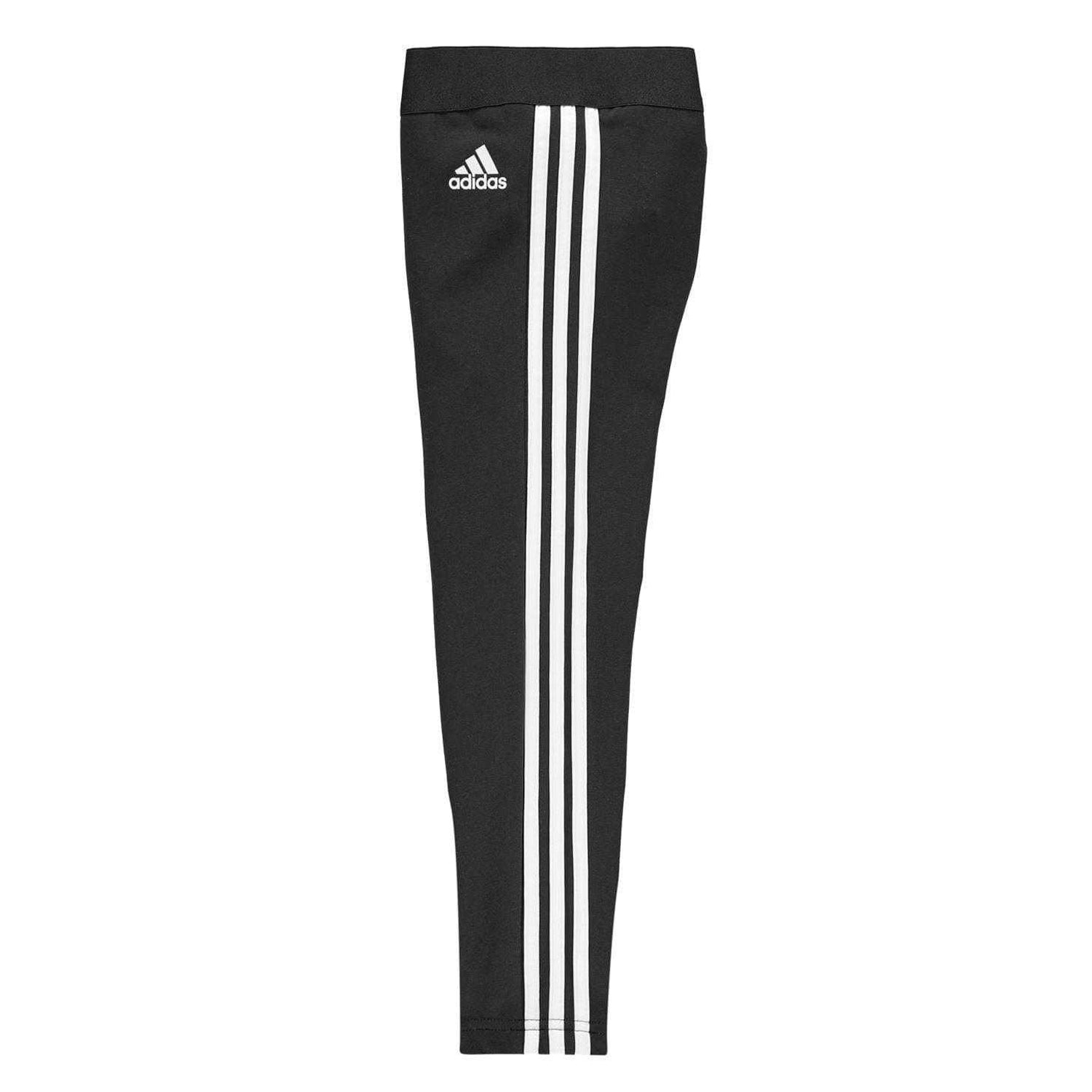 Black-White - Side - Adidas Girls 3 Stripes Leggings