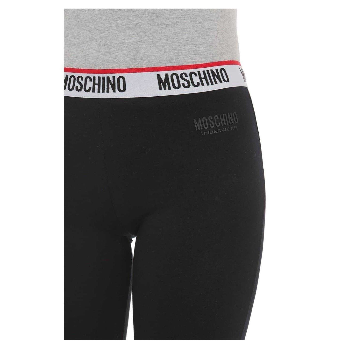 Black - Side - Moschino Womens-Ladies Tape Logo Regular Leggings