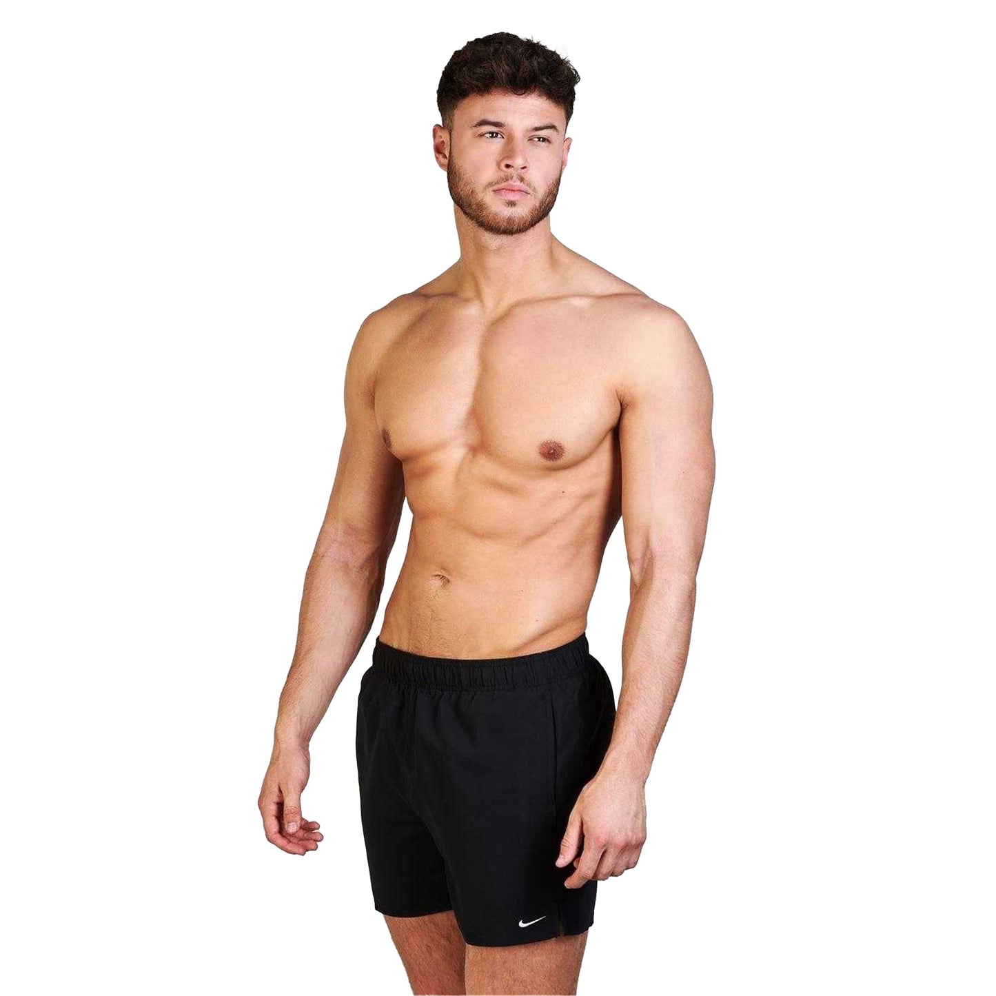 Black - Side - Nike Mens Embroidered Logo Regular Swim Shorts