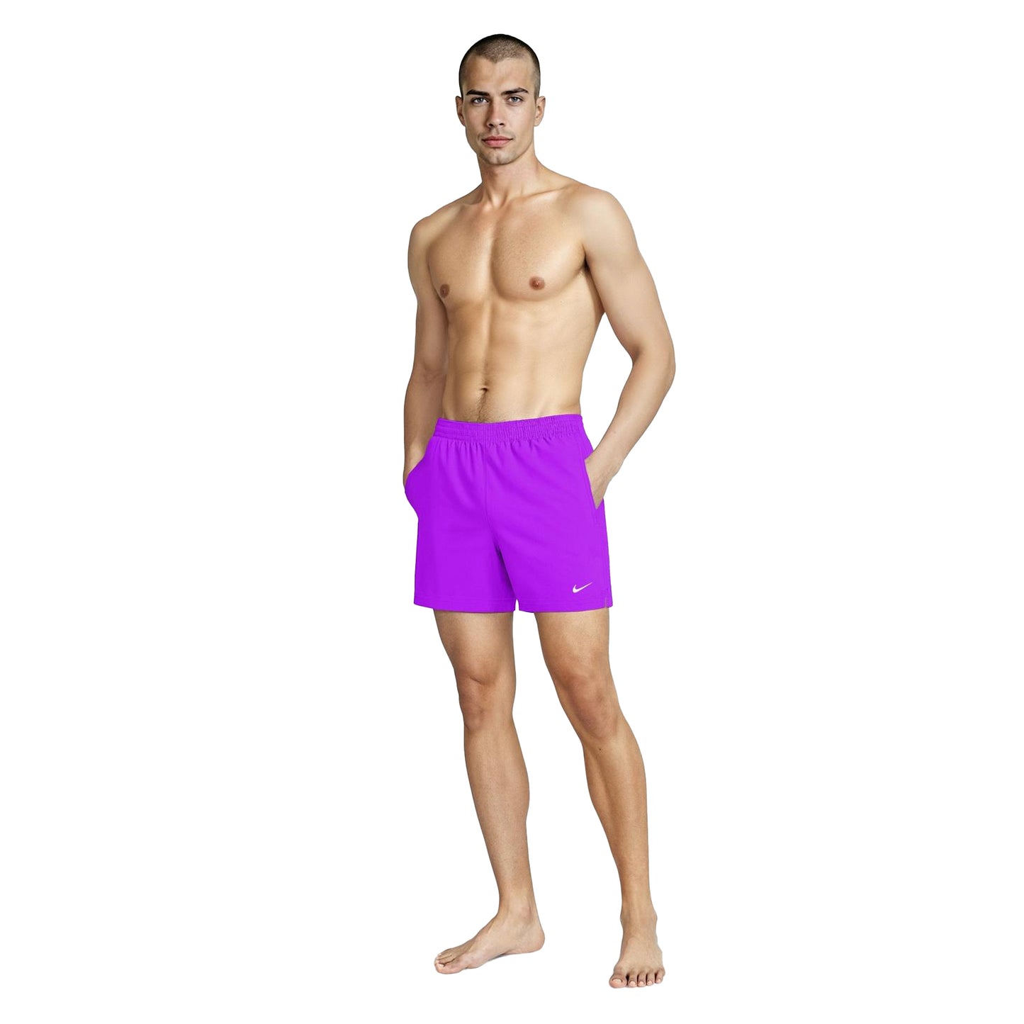 Bright Violet - Lifestyle - Nike Mens Embroidered Logo Regular Swim Shorts