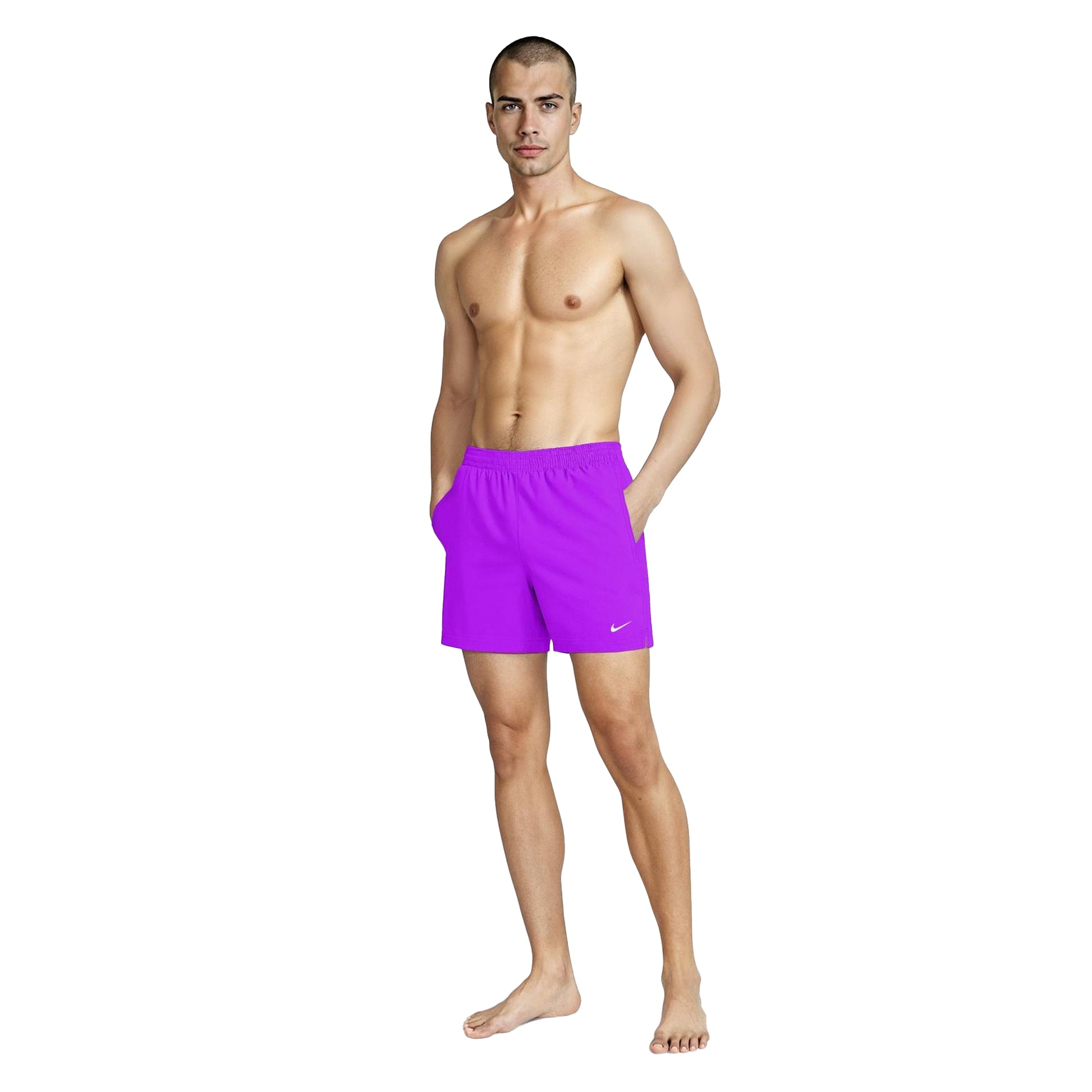 Bright Violet - Lifestyle - Nike Mens Embroidered Logo Regular Swim Shorts