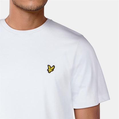 White - Close up - Lyle & Scott Mens Logo Cotton T-Shirt