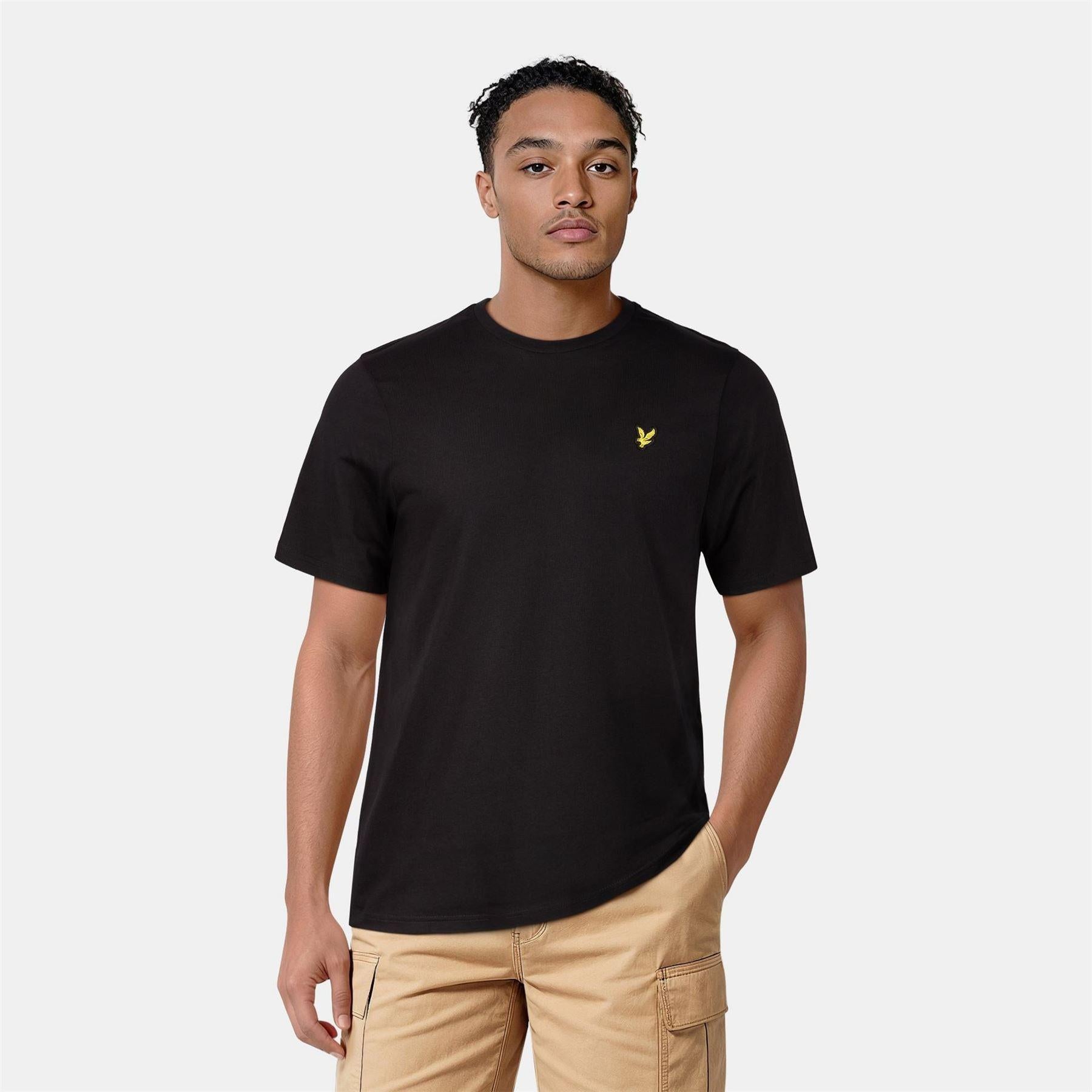 Jet Black - Side - Lyle & Scott Mens Logo Cotton T-Shirt