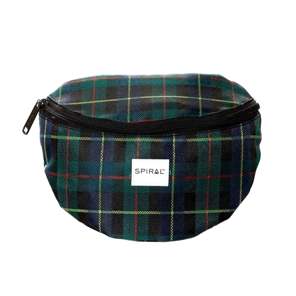 Green - Front - Spiral Plaid Bum Bag