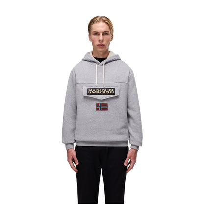 Grey Marl - Side - Napapijri Mens Logo Cotton Hoodie