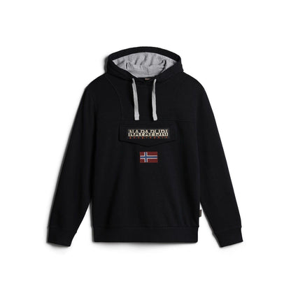 Black - Front - Napapijri Mens Logo Cotton Hoodie
