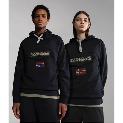 Black - Back - Napapijri Mens Logo Cotton Hoodie