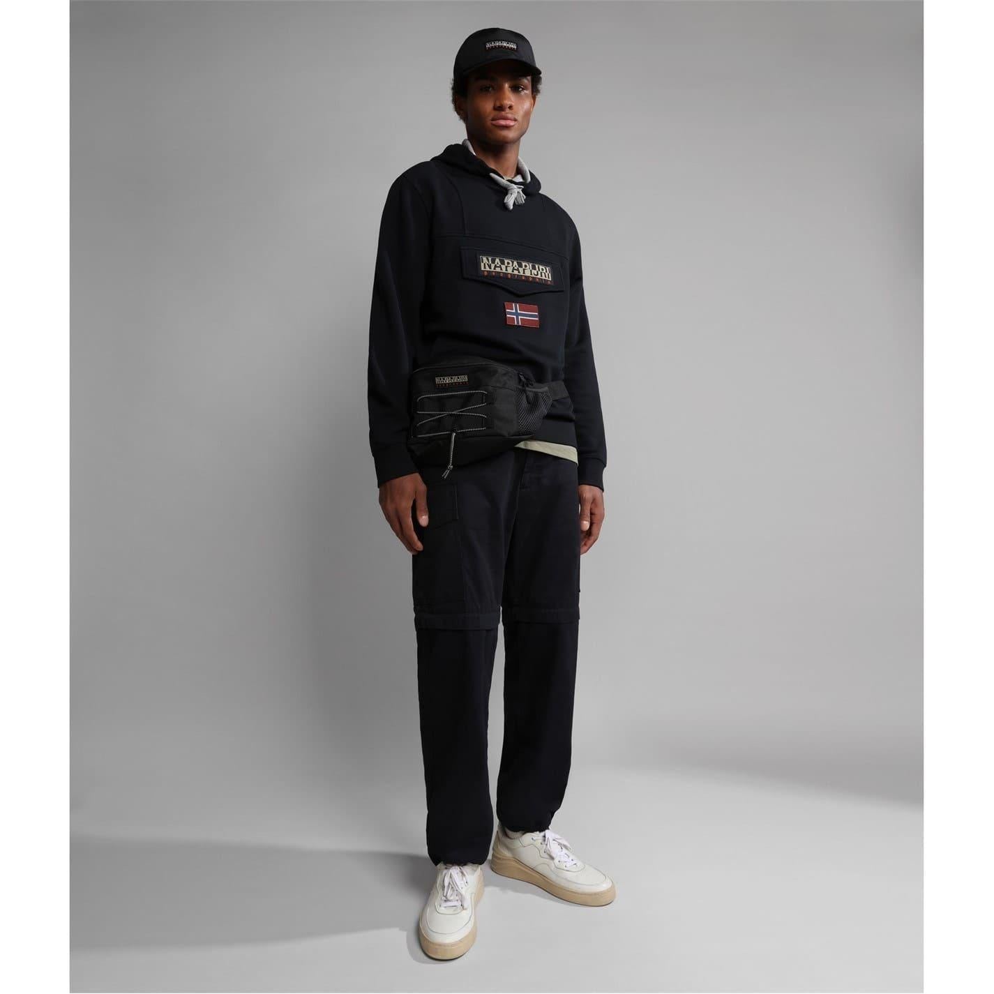 Black - Side - Napapijri Mens Logo Cotton Hoodie