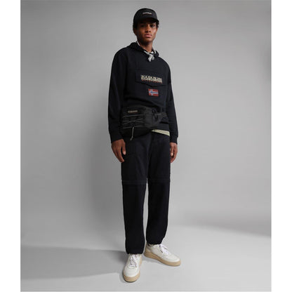 Black - Side - Napapijri Mens Logo Cotton Hoodie