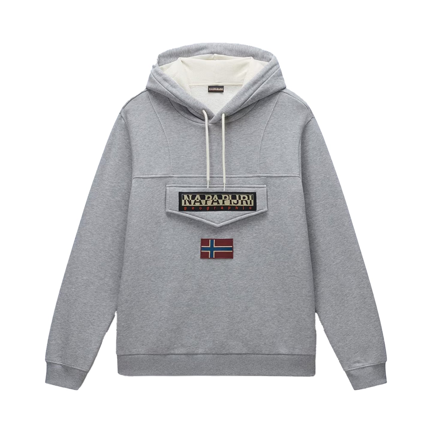 Grey Marl - Front - Napapijri Mens Logo Cotton Hoodie