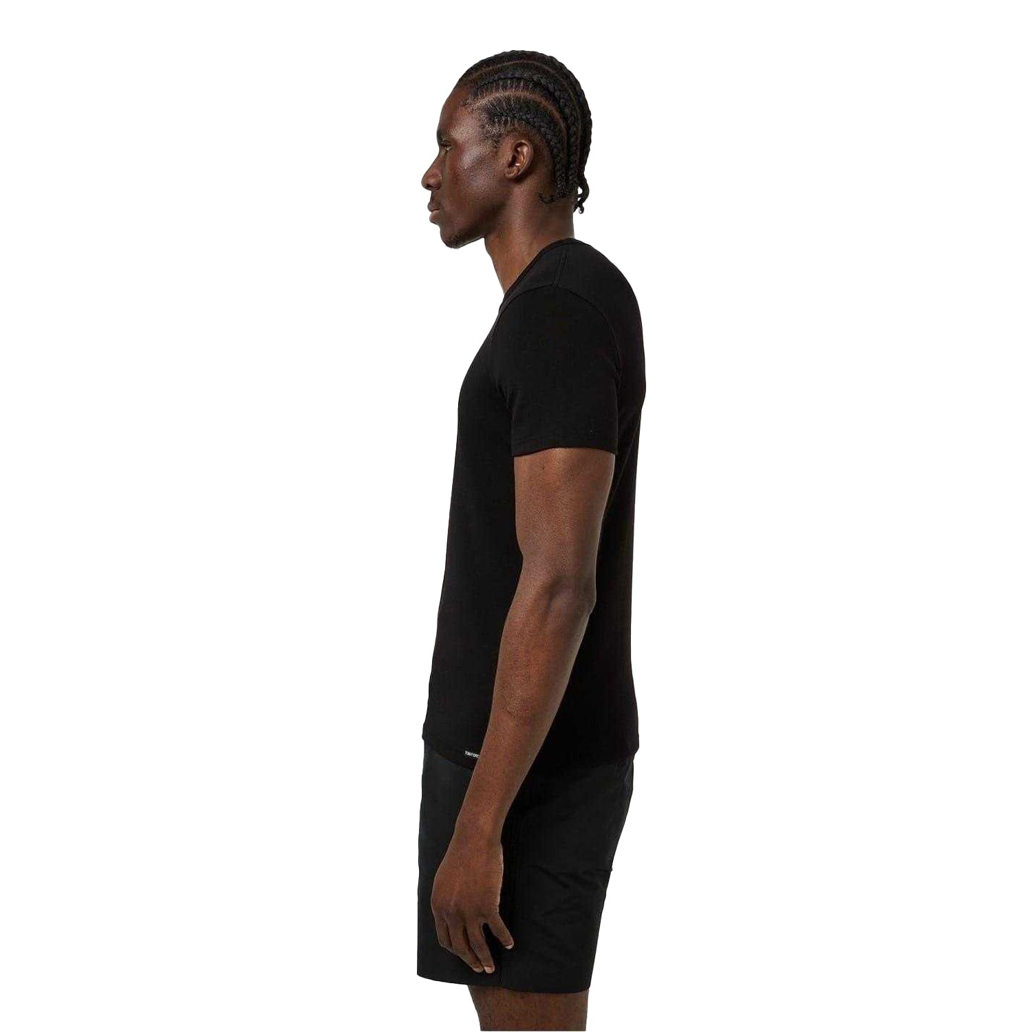 Black - Side - Tom Ford Mens Cotton Crew Neck T-Shirt