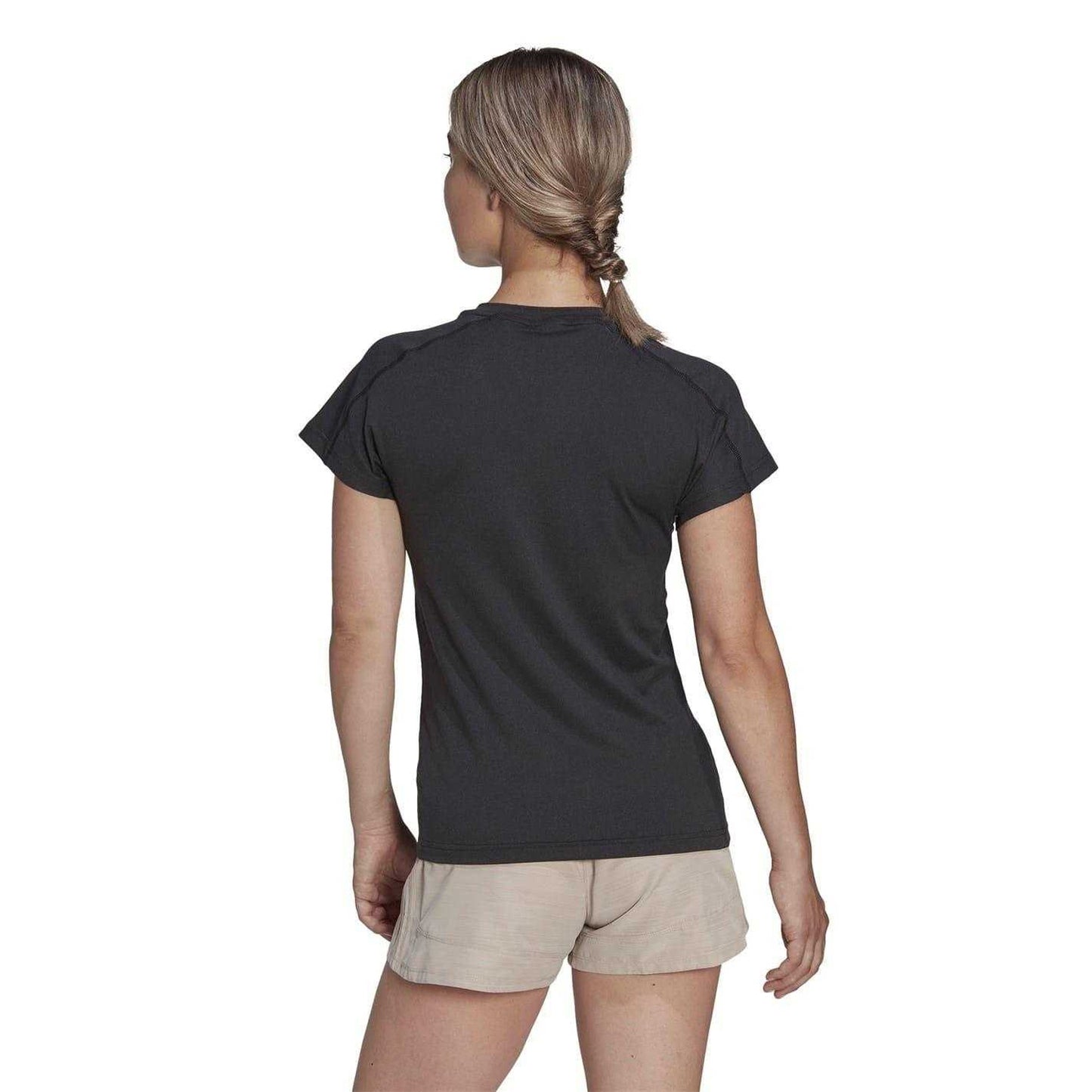 Black - Back - Adidas Womens-Ladies Train Essentials Aeroready Short-Sleeved T-Shirt