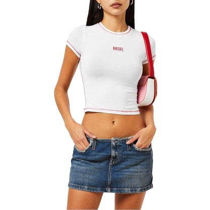 White - Lifestyle - Diesel Womens-Ladies Maddie Slim Crop T-Shirt