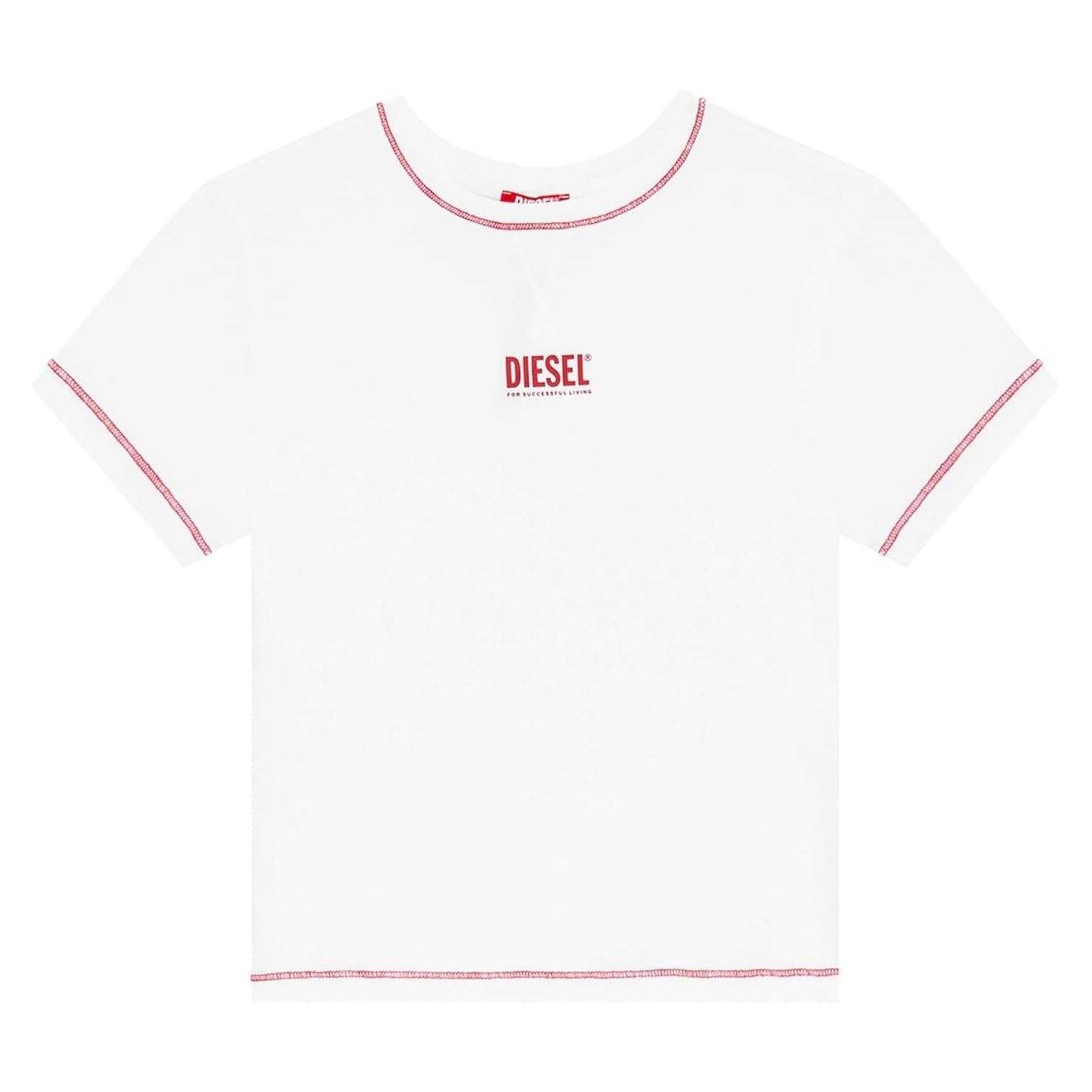 White - Front - Diesel Womens-Ladies Maddie Slim Crop T-Shirt