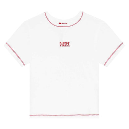 White - Front - Diesel Womens-Ladies Maddie Slim Crop T-Shirt
