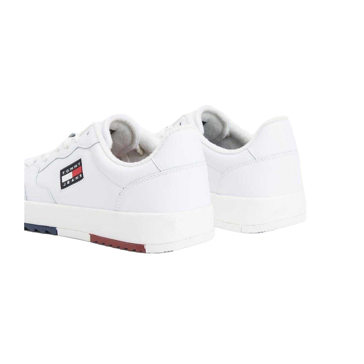 White - Back - Tommy Jeans Mens Leather Basketball Trainers