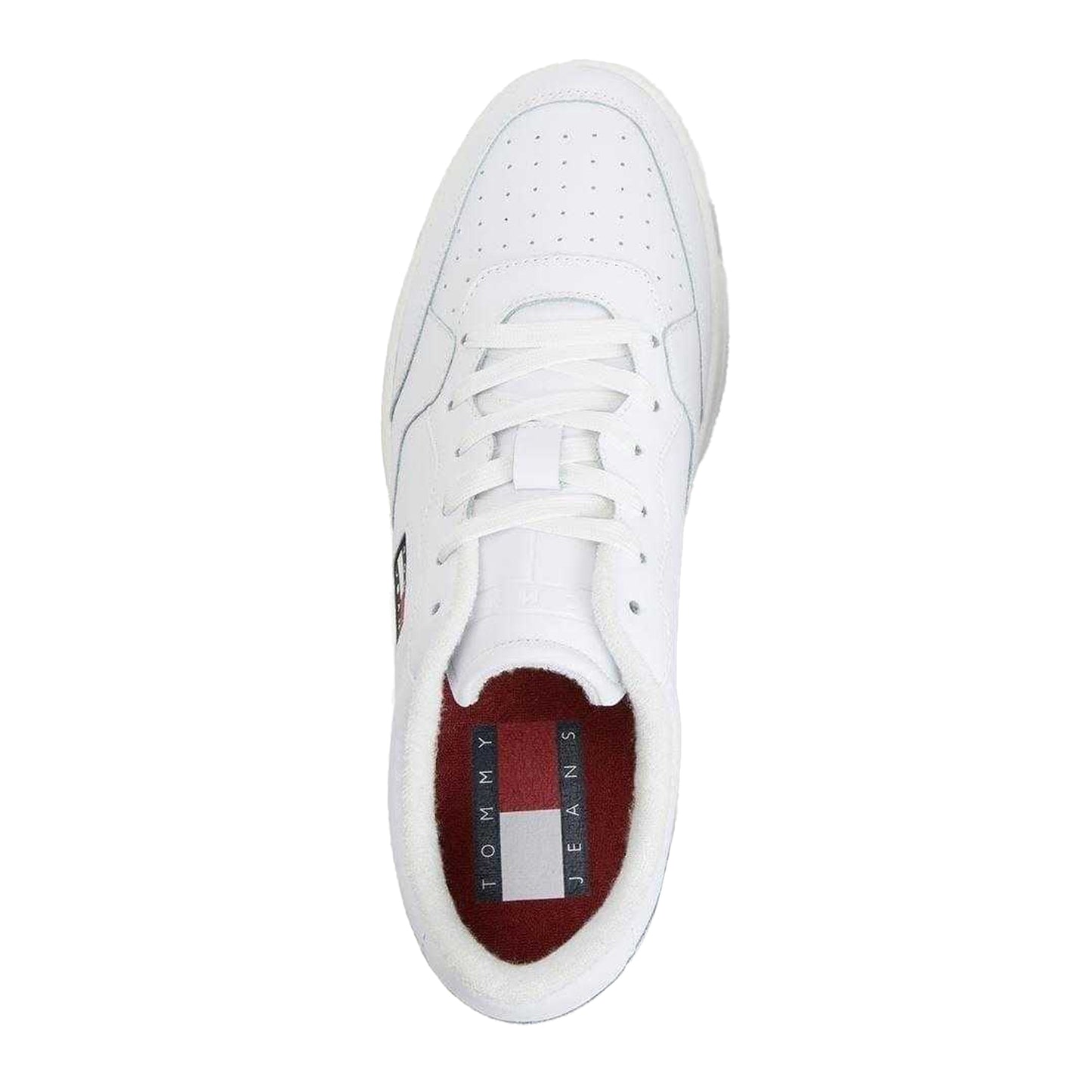 White - Side - Tommy Jeans Mens Leather Basketball Trainers