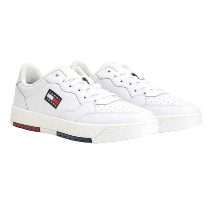 White - Lifestyle - Tommy Jeans Mens Leather Basketball Trainers