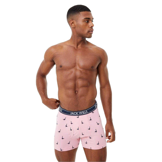 Pink-Navy - Front - Jack Wills Mens Classic Boxer Shorts (Pack of 3)