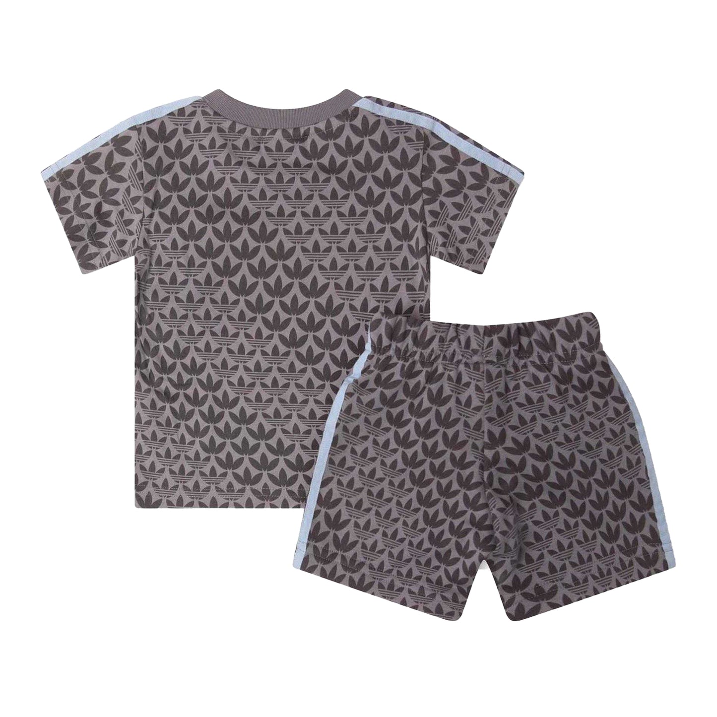 Grey - Back - Adidas Childrens-Kids Originals Cotton Blend Shirt And Shorts Set