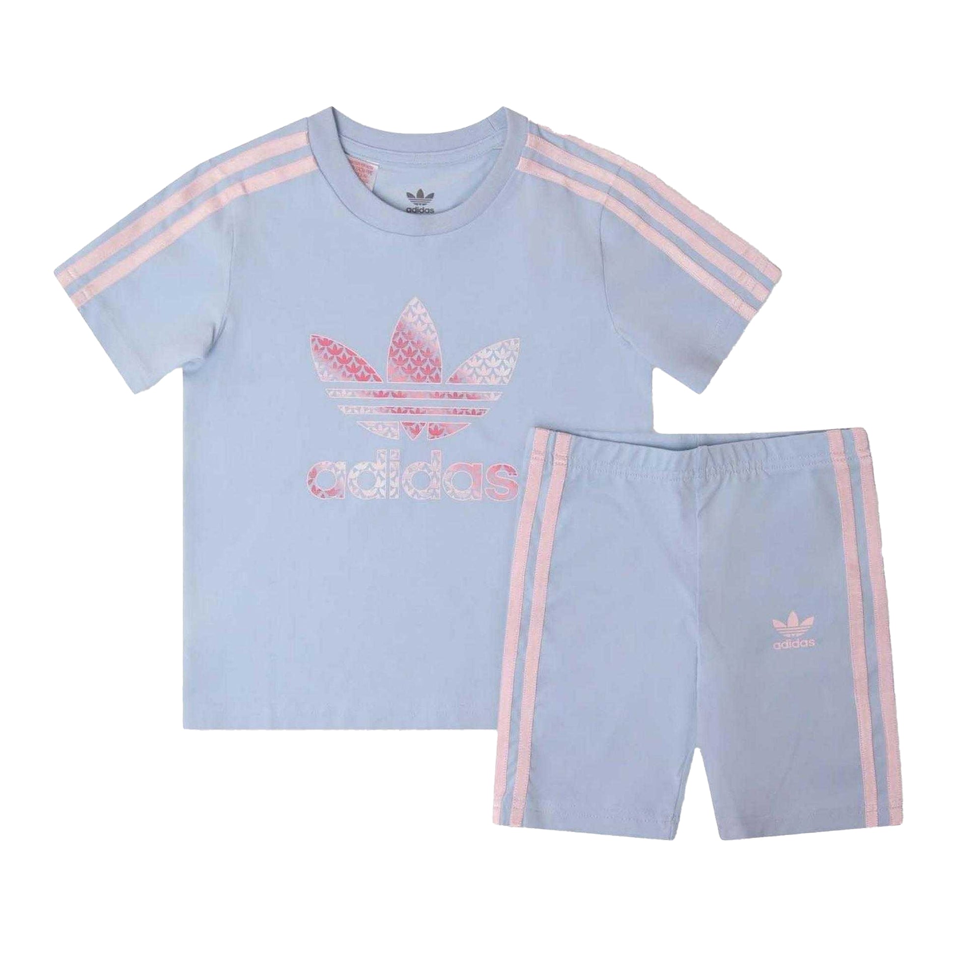 Sky - Front - Adidas Baby Girls Shirt And Shorts Set