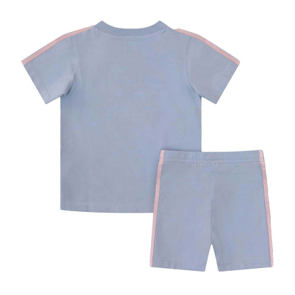 Sky - Back - Adidas Childrens-Kids Originals Cotton Blend Shirt And Shorts Set