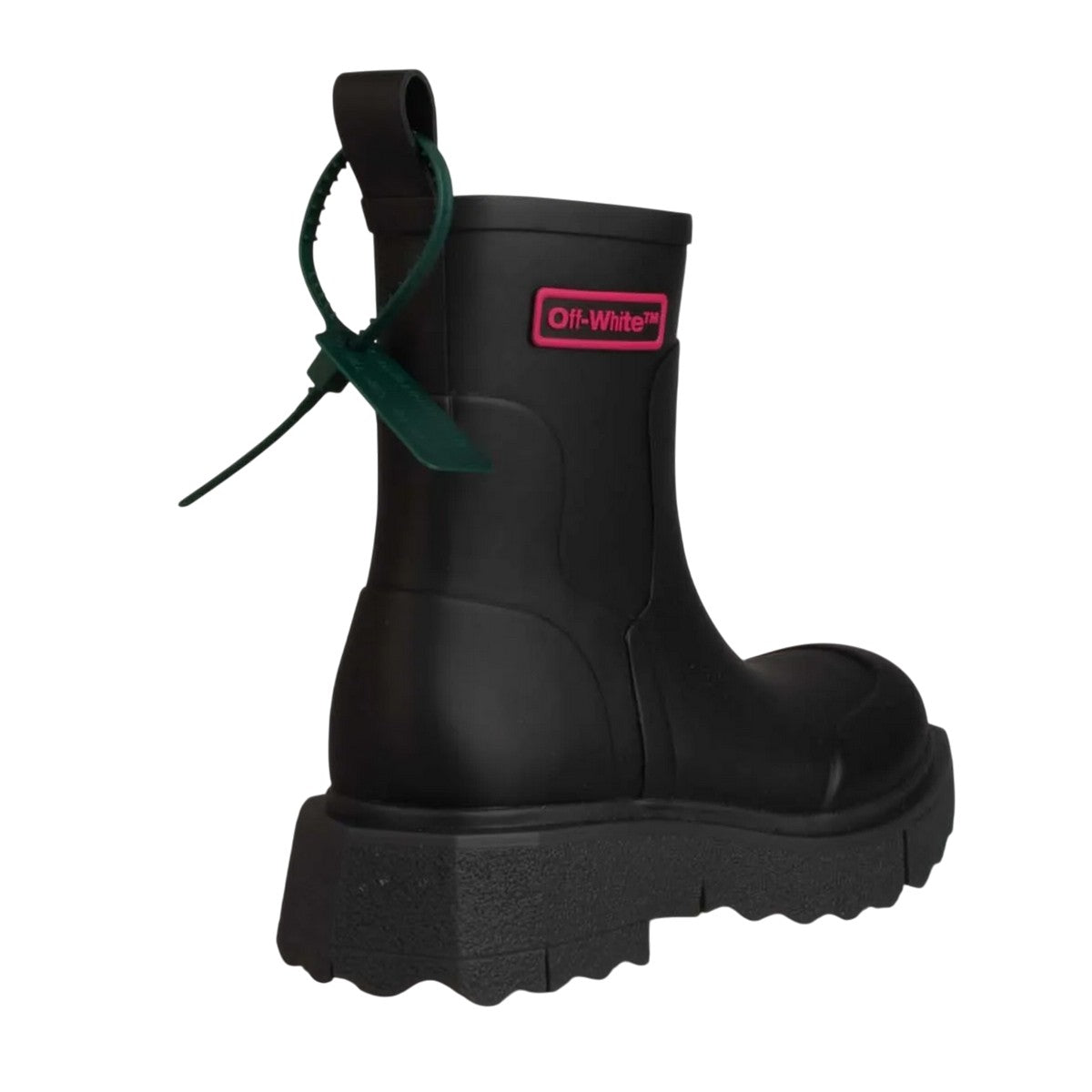 Black - Back - Off White Unisex Adult Logo Rubber Wellington Boots
