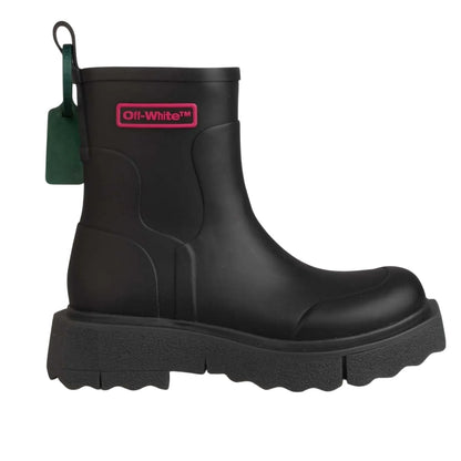 Black - Lifestyle - Off White Unisex Adult Logo Rubber Wellington Boots