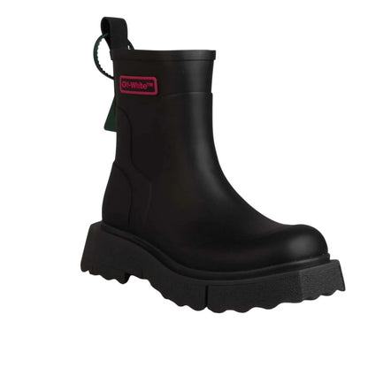 Black - Front - Off White Unisex Adult Logo Rubber Wellington Boots