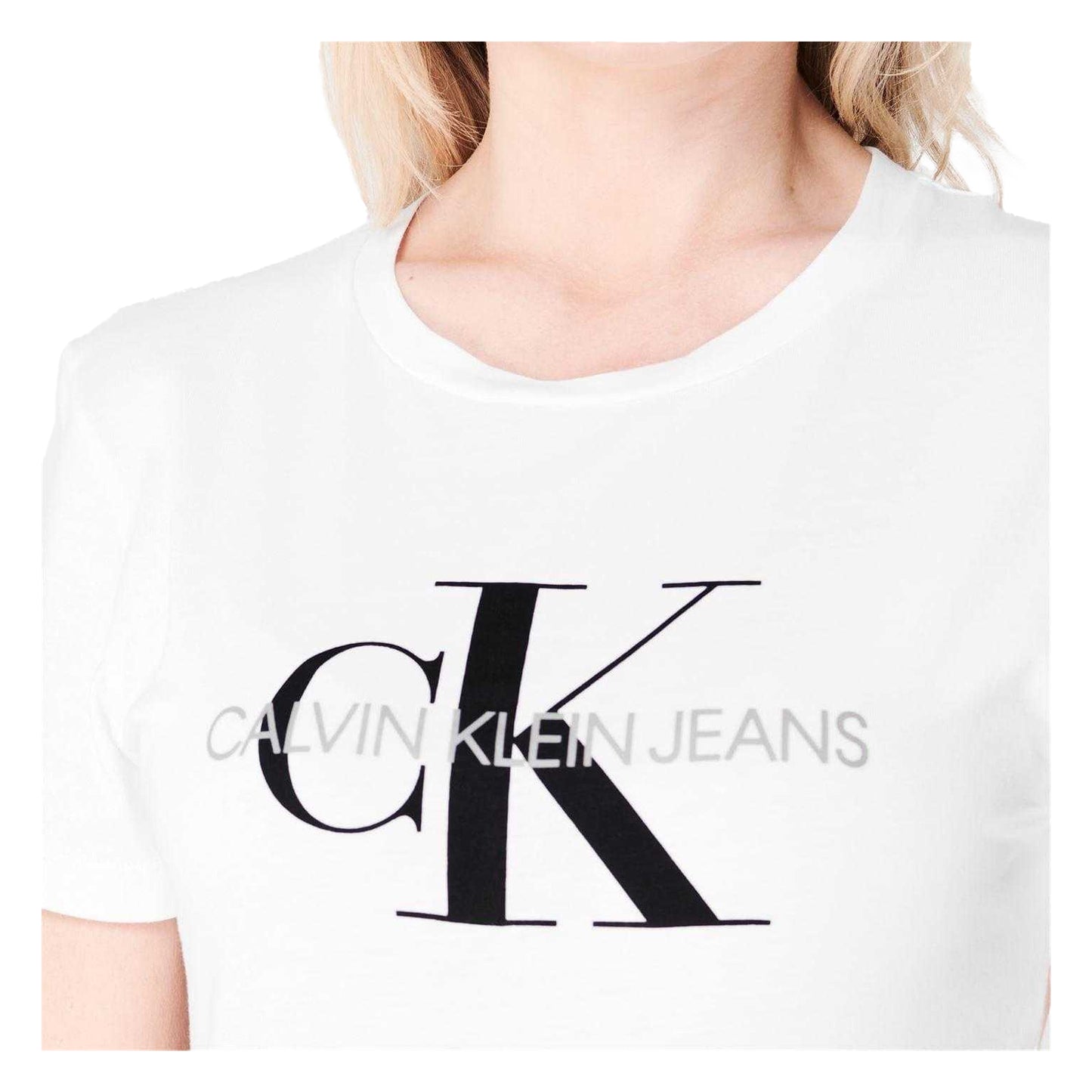 Bright White - Side - Calvin Klein Womens-Ladies Jeans Logo T-Shirt