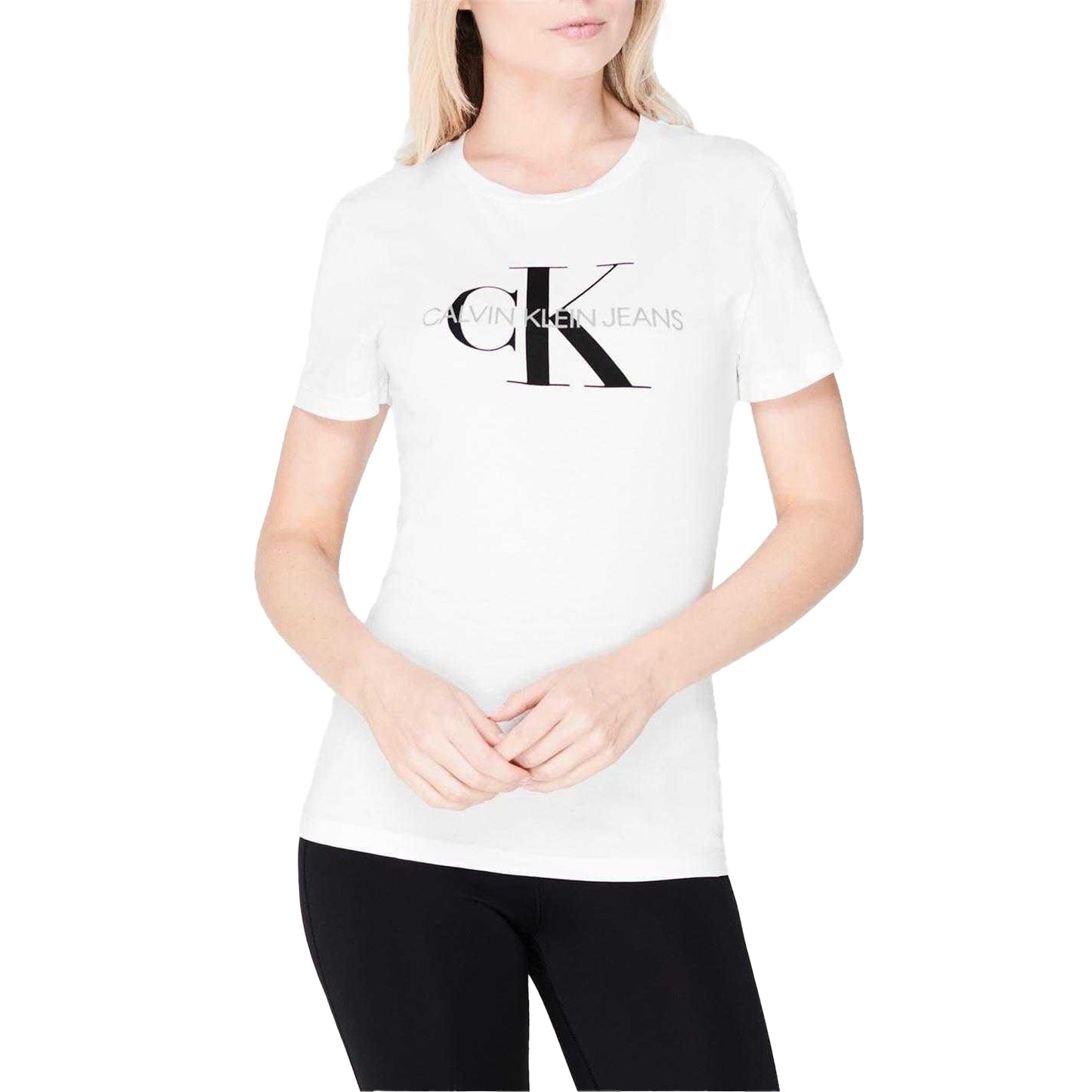 Bright White - Lifestyle - Calvin Klein Womens-Ladies Jeans Logo T-Shirt