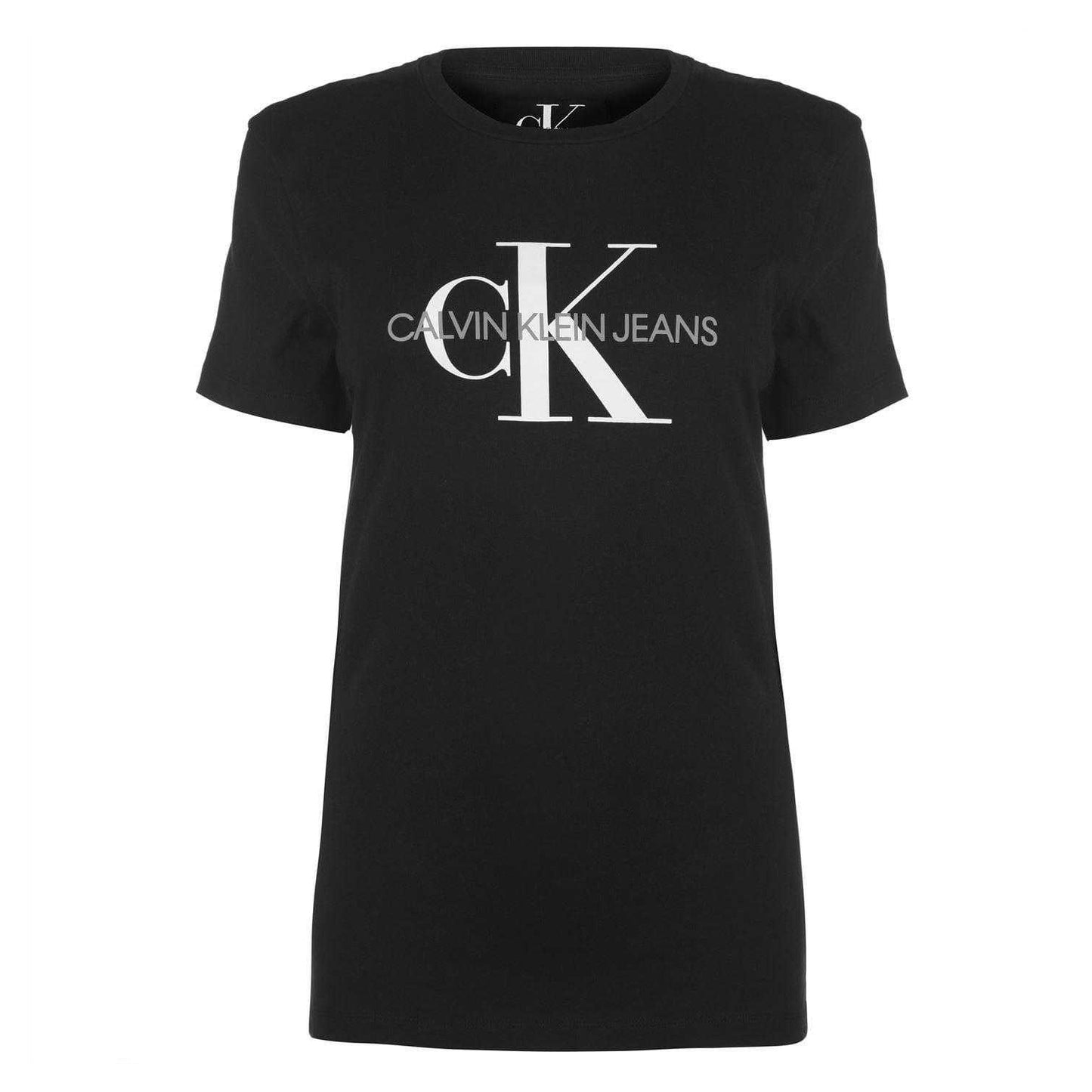 Black - Front - Calvin Klein Womens-Ladies Jeans Logo T-Shirt