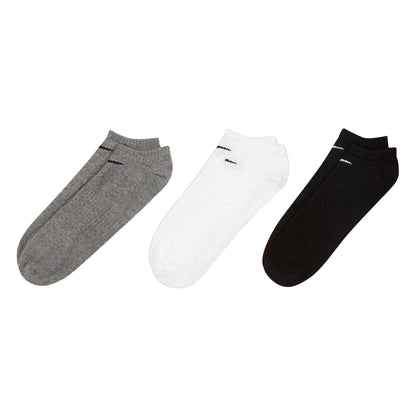 Black-Grey-White - Front - Nike Mens No-Show Socks (Pack of 3)
