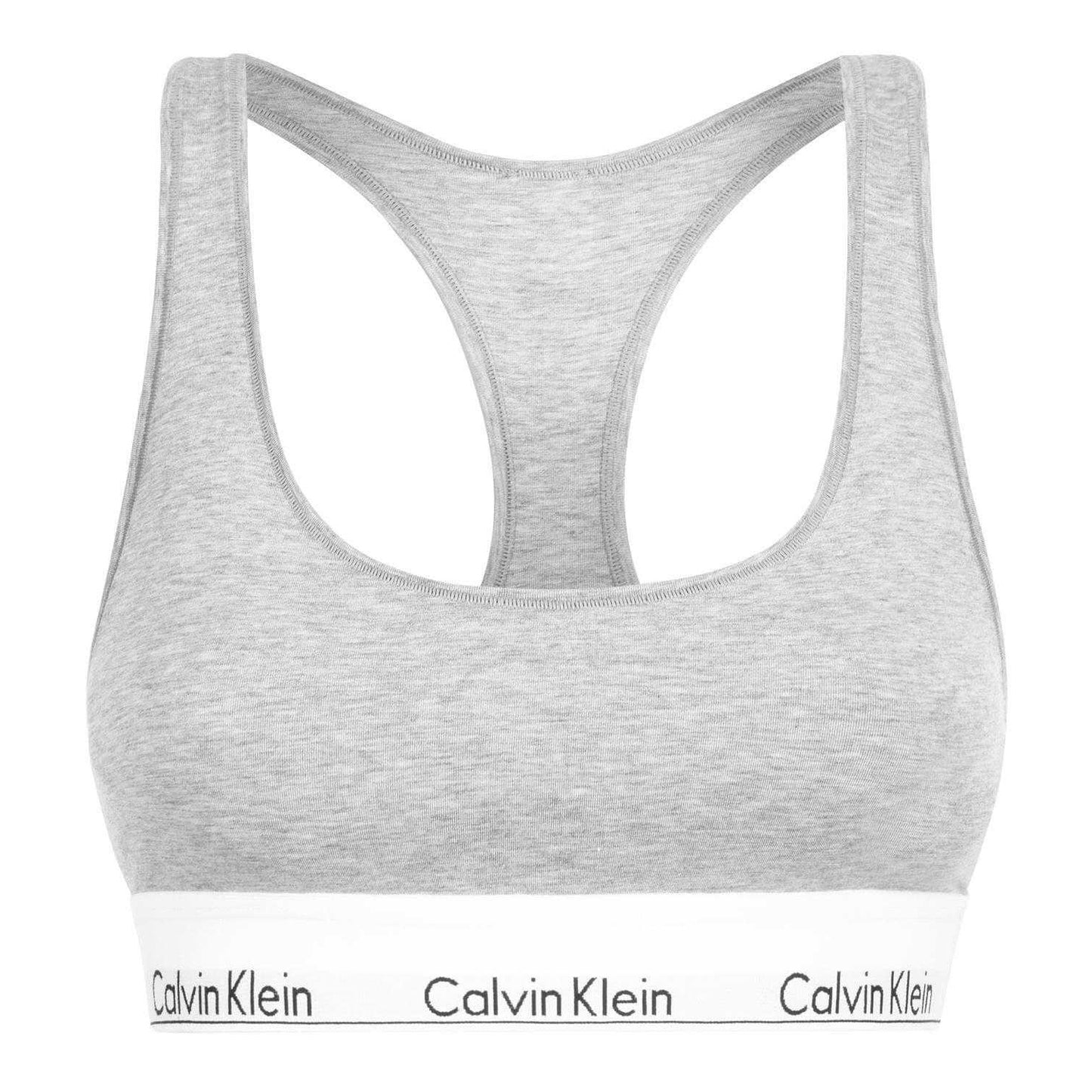 Grey - Front - Calvin Klein Womens-Ladies Logo Cotton Blend Bralette