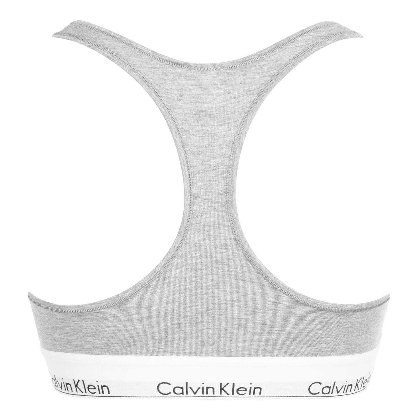 Grey - Back - Calvin Klein Womens-Ladies Logo Cotton Blend Bralette
