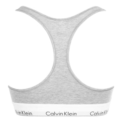 Grey - Back - Calvin Klein Womens-Ladies Logo Cotton Blend Bralette