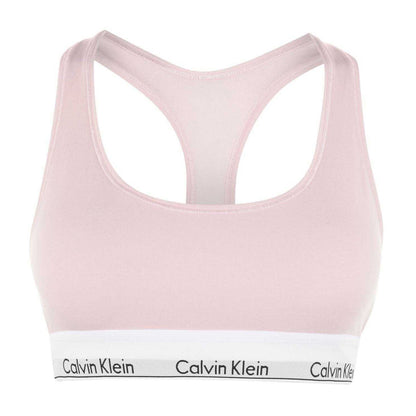 Pink - Front - Calvin Klein Womens-Ladies Logo Cotton Blend Bralette