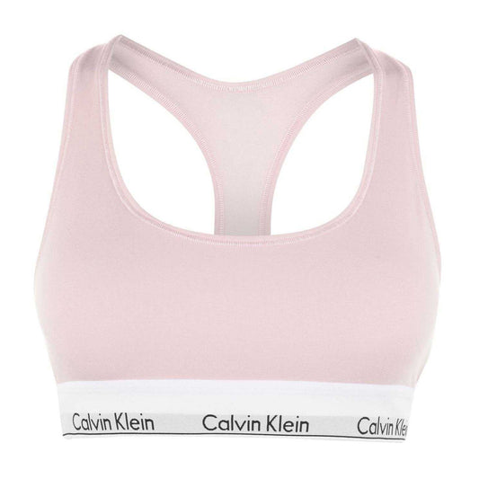 Pink - Front - Calvin Klein Womens-Ladies Logo Cotton Blend Bralette